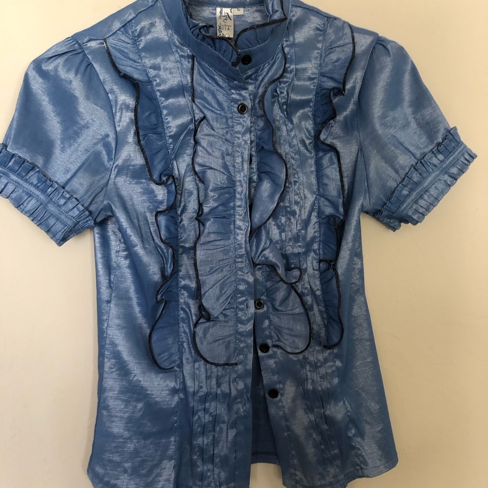 frilly button down top